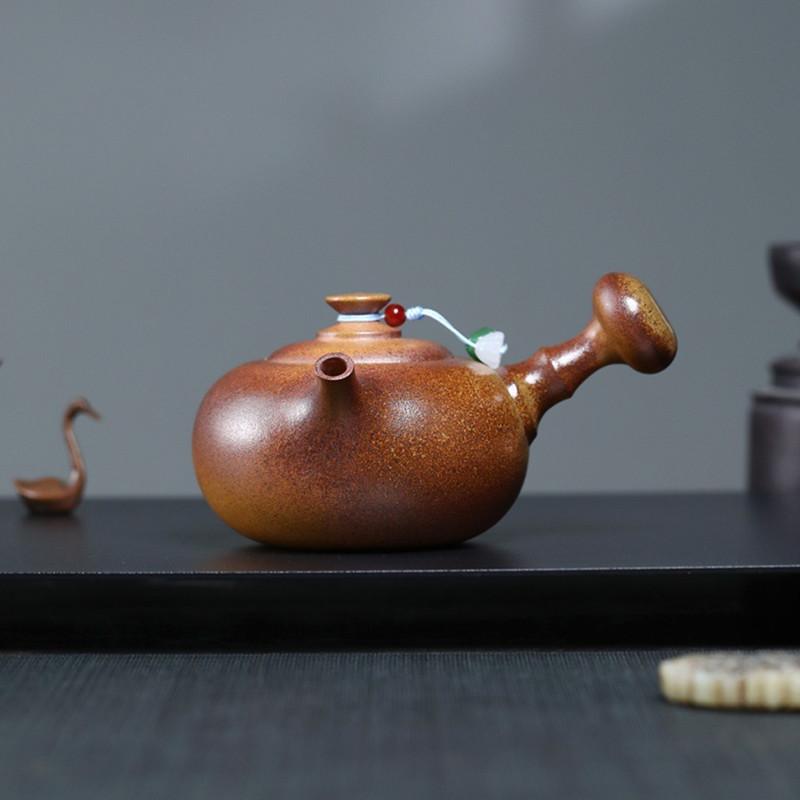 210ml Chinese Yixing Purple Clay Teapot Handmade Side Handle Pot Beauty Tea Infuser Kettle Tradition Household Zisha Tea Set
