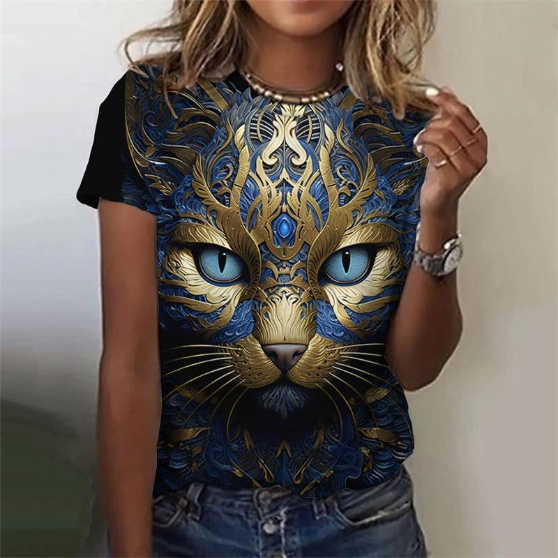 3D printed cute cat T-shirt fashionable animal pattern T-shirt summer original streetwear loose T-shirt XL