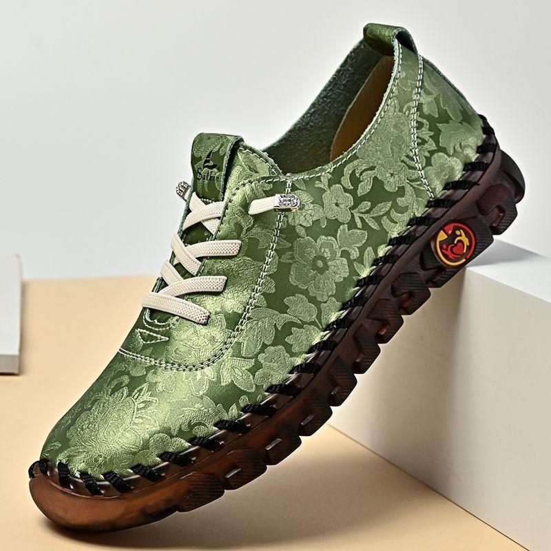 Fashion New designer oxford shoes split leather woman lug sole anti skid flats lace up slip on shoes 43 44 women's orthopedic moccasins