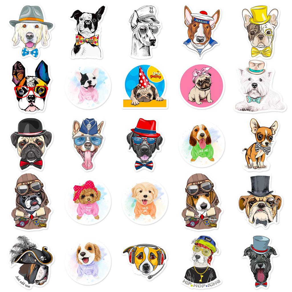 New 50 Pictures of Various Cute Puppies Mixed and Matched Graffiti Stickers Decorative Stickers