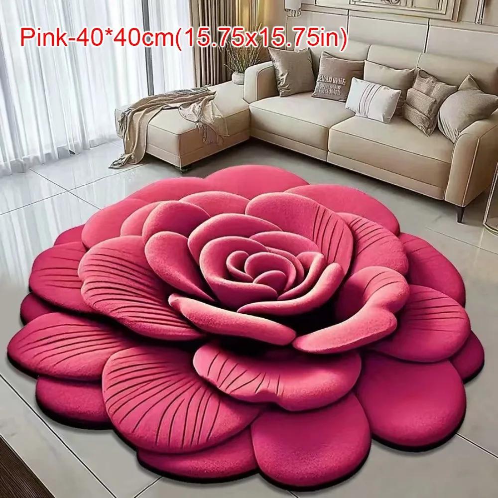 Special-shaped Flower Carpet Non-slip Soft Peony Floor Mat Absorbent 40x40cm/60x60cm Blanket for Living Room Tea Table Bedside