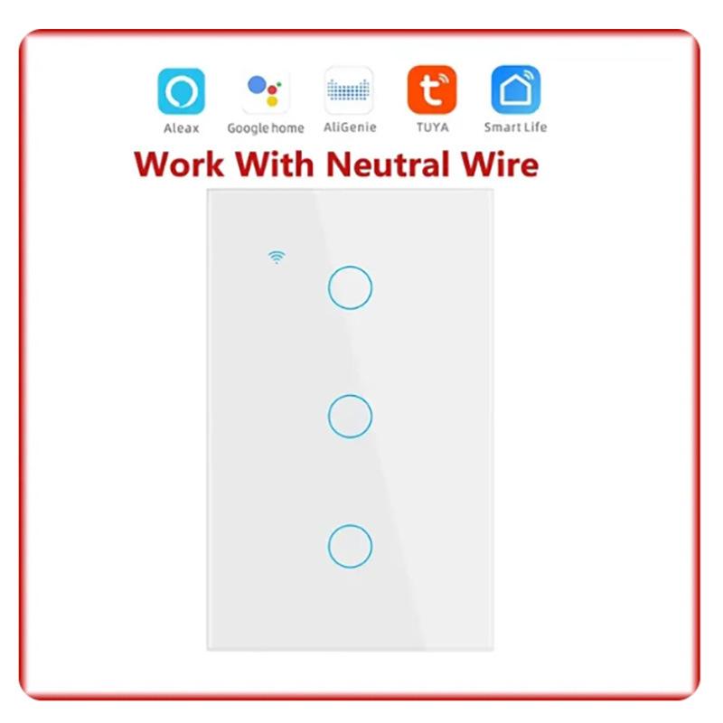 Tuya WiFi Smart Light Switch with Wall Touch, Compatible with Alexa and Google Assistant.