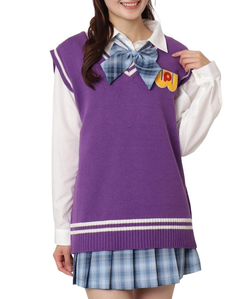WEGO World Pegasus Collaboration School Fall School High School Size Purple Vest, Knit, Clothes, Clothes, Cute, Girly, Vest, Student, Student, Gift,