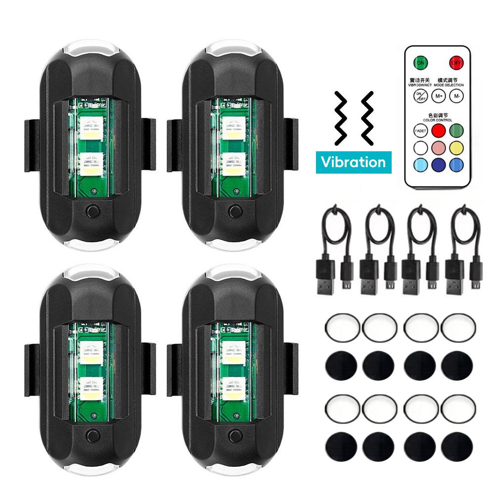 2Pcs Motorcycle Drone Strobe Light Wireless Control USB LED Anti-Collision Bike Aircraft Night Flying Mini Warning Signal Light