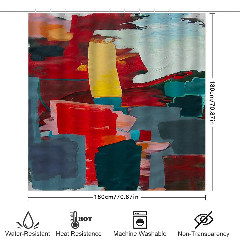 Colorful Bathroom Decor Shower Curtain Abstract Art Design For Home Decoration