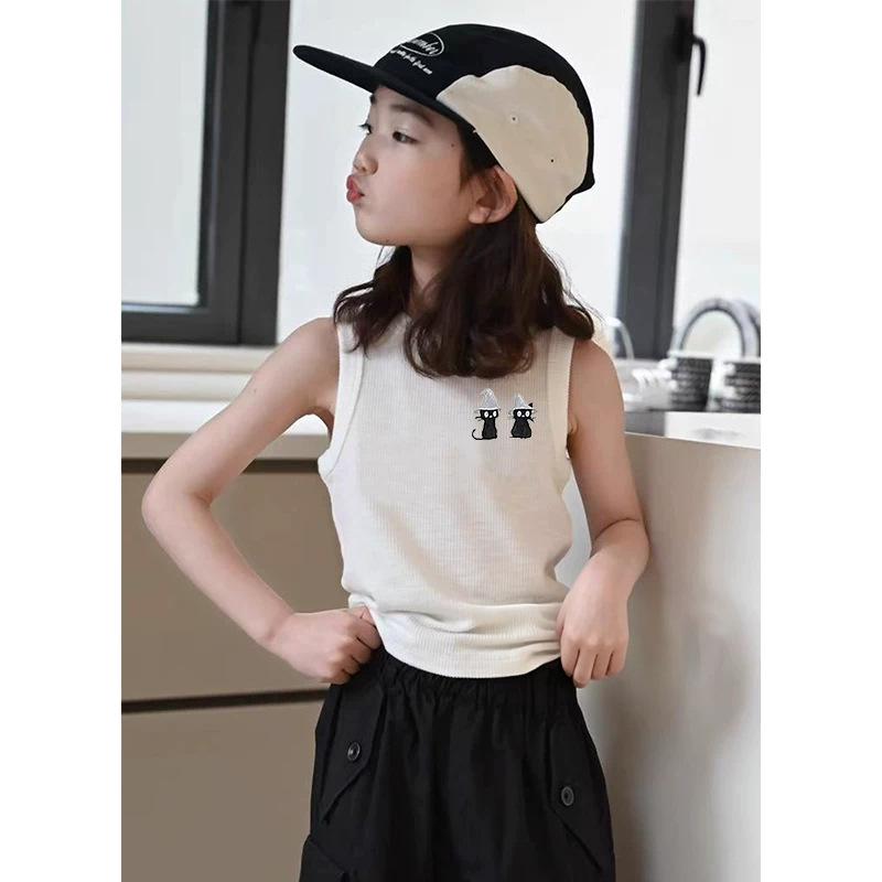 Trendy Girls' Sleeveless Summer Top, Slim Fit for Ages 6-15