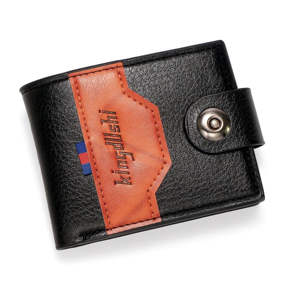 

Magnetic Buckle Bifold Change Bag Large Capacity PU Leather Card Holder Solid Color Card Bag Man чёрный