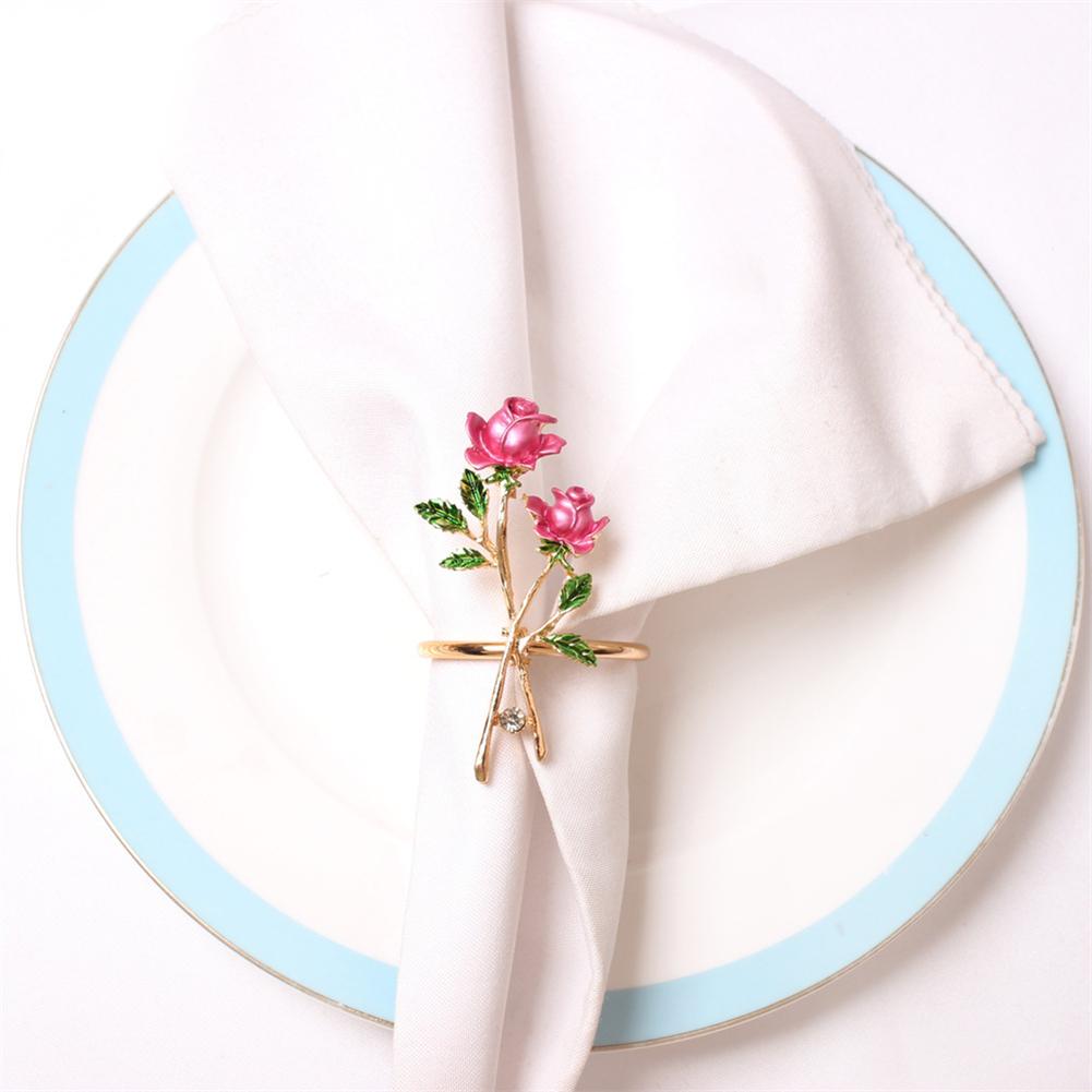 6Pcs Napkin Rings Rose Flower Napkins Holder For Wedding Dining Table Decoration Home Napkin Rings 6.5x4cm Table Decorations