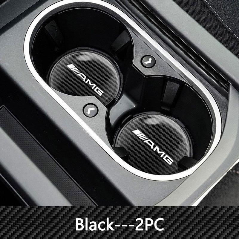 2Pcs Car Anti-noise Coaster Mat Carbon Water Cup Pad Interior Accessory For Mercedes Benz AMG W204 W205 W203 W211 W212 W213 W201