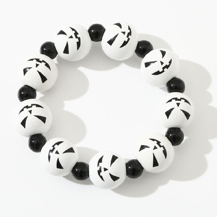 Skull Pumpkin Spiders Bead Bracelet Elastic Wristband Jewelry Stackable Bangl