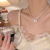 New Versatile Pure Desire Wind Pearl Bow Pendant Necklace Female Niche Alloy High-end Girlfriend Neck Chain