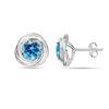 LeCalla S925 Sterling Silver Jewelry Love-Knot Stud Earring for Women (6 MM Blue Topaz Round)