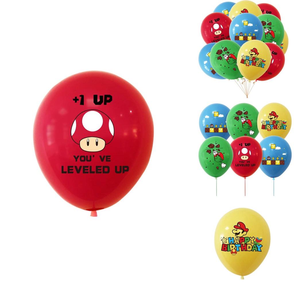 Super Mario Party Geburtstagsdekorationen mit Ballons und Zugfahne