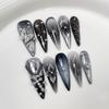 10 Pcs Black Stiletto Handmade Press On Nails Spicy Girl Wearable Fake Nails Stick On False Nail Tips
