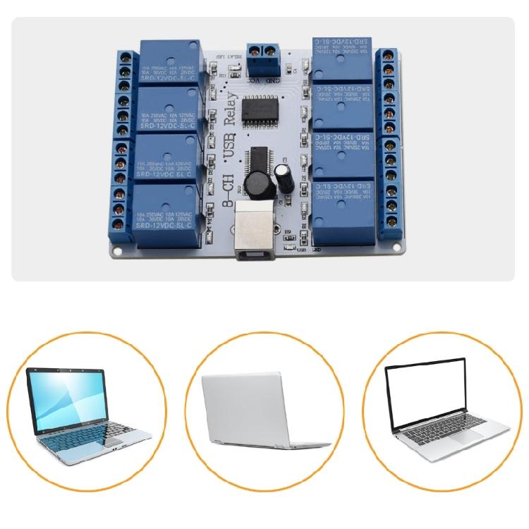 Programmable USB 8 Channel Control Controller Circuit Board for Automation Solution 12V Power Control Module