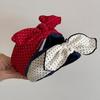 Korean-Style Sweet Polka Dot Bow Contrast Fabric Headband Ladies Makeup Sports Hair Accessory