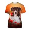 Summer Creative New Border Collie 3D Printed Fashionable Cute Dog Casual Round Neck Short Sleeve