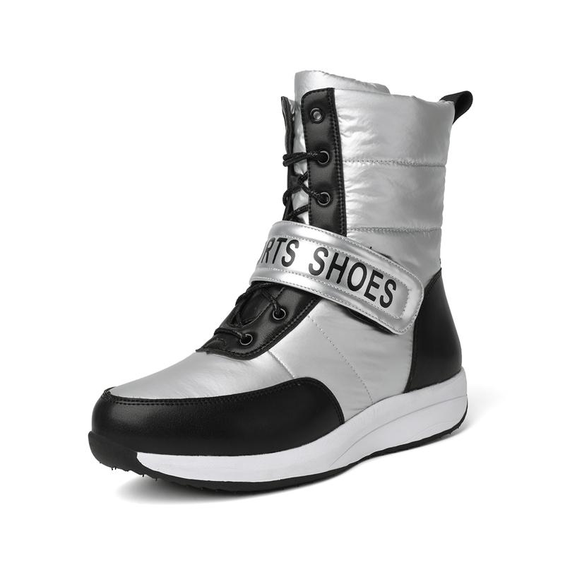 Autumn Winter New  Patchwork Women Snow Boots Causal Flat Bottom Waterproof Warm Plush Fur Sneakers Ankle Boots Sports Shoes