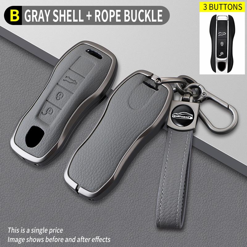 Car Smart Key Case Cover for Porsche New Cayenne Panamera 911 992 Taycan Metal Leather Protect Shell Interior Accessories