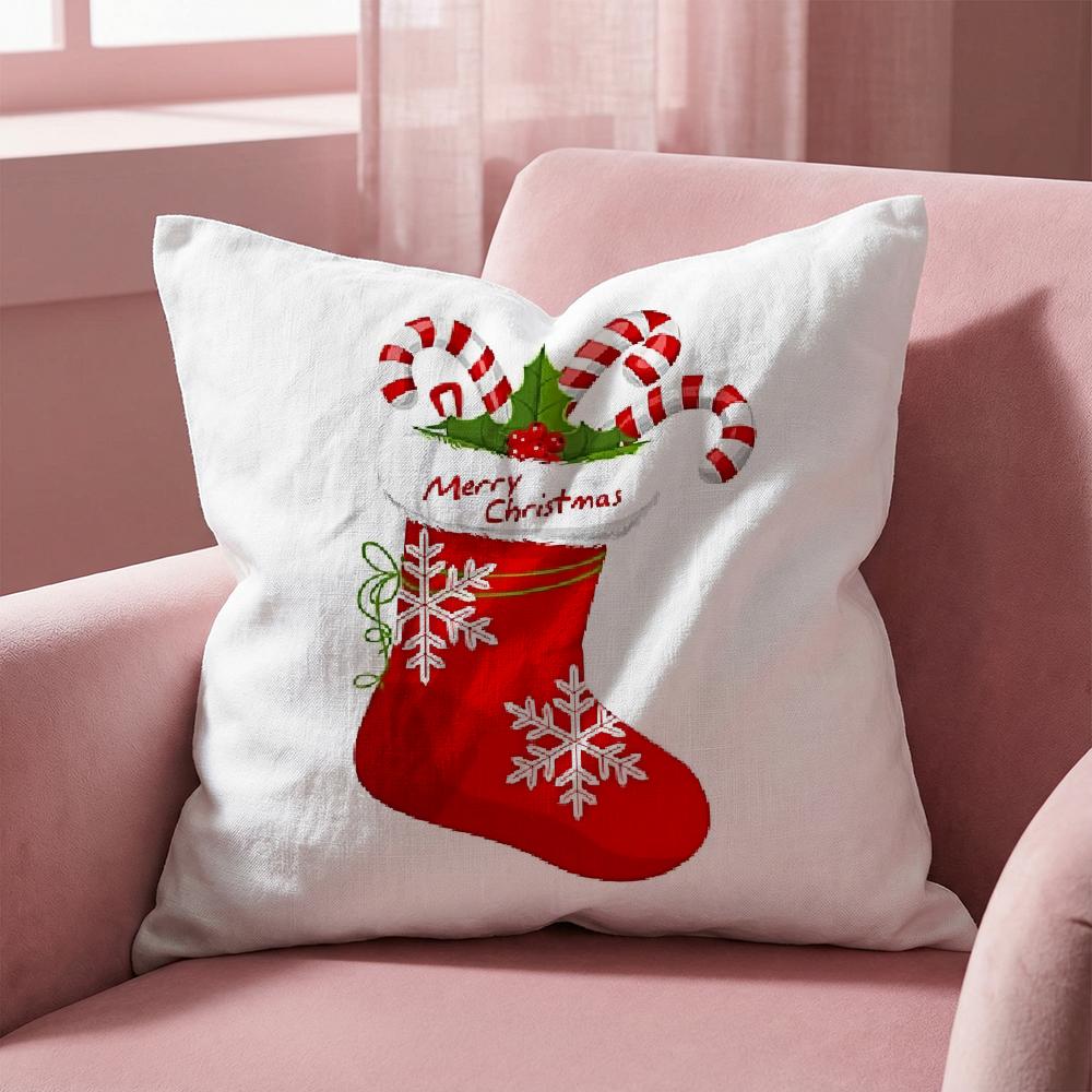 Red Socks Merry Chrismas Cushion Cover Multi-Scene Pillow Cover for Home & Car - Reversible, Soft & Durable for Daily Use