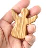 Small Olive Wood Angel Ornament Easter Decorations Handheld Wooden Angel Figurine Religious Gift For Baptism Prayers