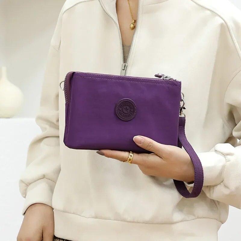Casual Nylon Canvas Coin Money Organizer Bags for Women Multilayer Wallet Portable Phone Toiletry Keys Storage Handbag Wrist Bag