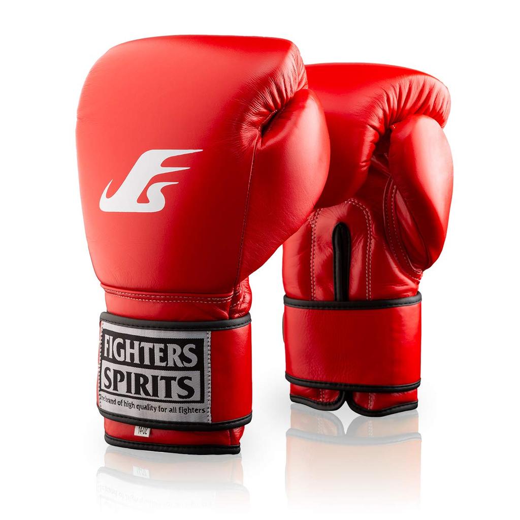FIGHTERS SPIRITS Standard Boxing Genuine Easy To Red Gloves, Leather, Hit, 16oz,