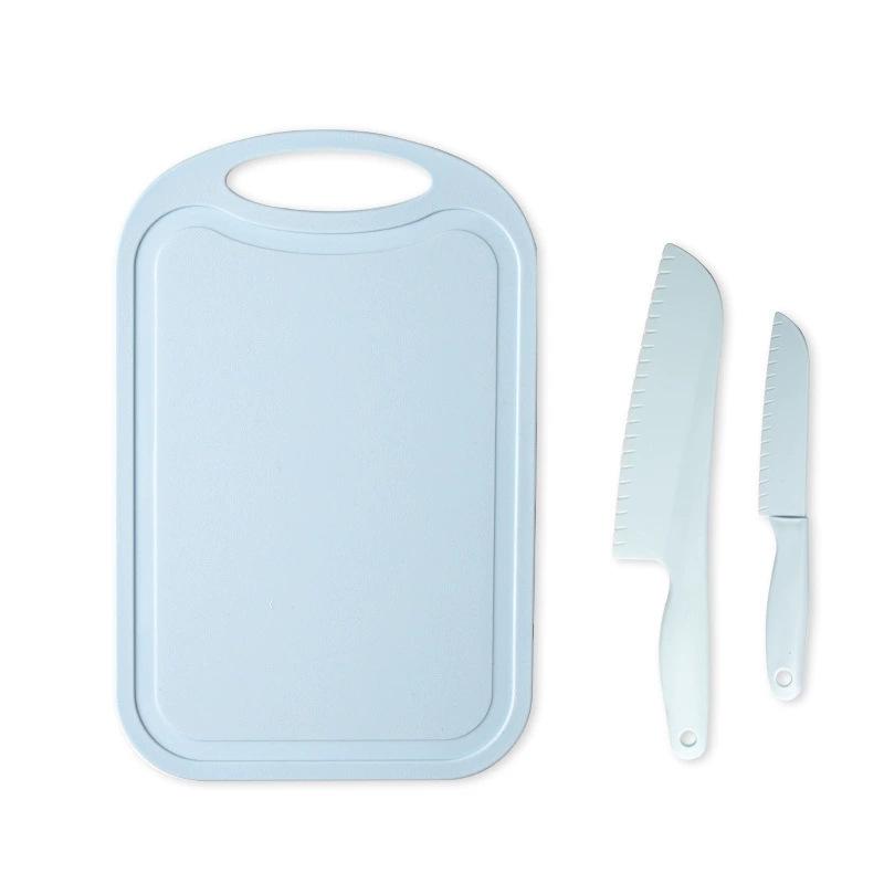 Available Kindergarten Plastic Kitchen & Fruit Knife Set for Kids - Includes Baby Fork & Vegetable Cutting Tools.