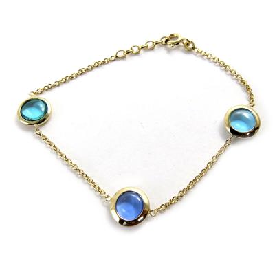 [L7946] - Gold Plated Bracelet 'Angela' Golden Blue