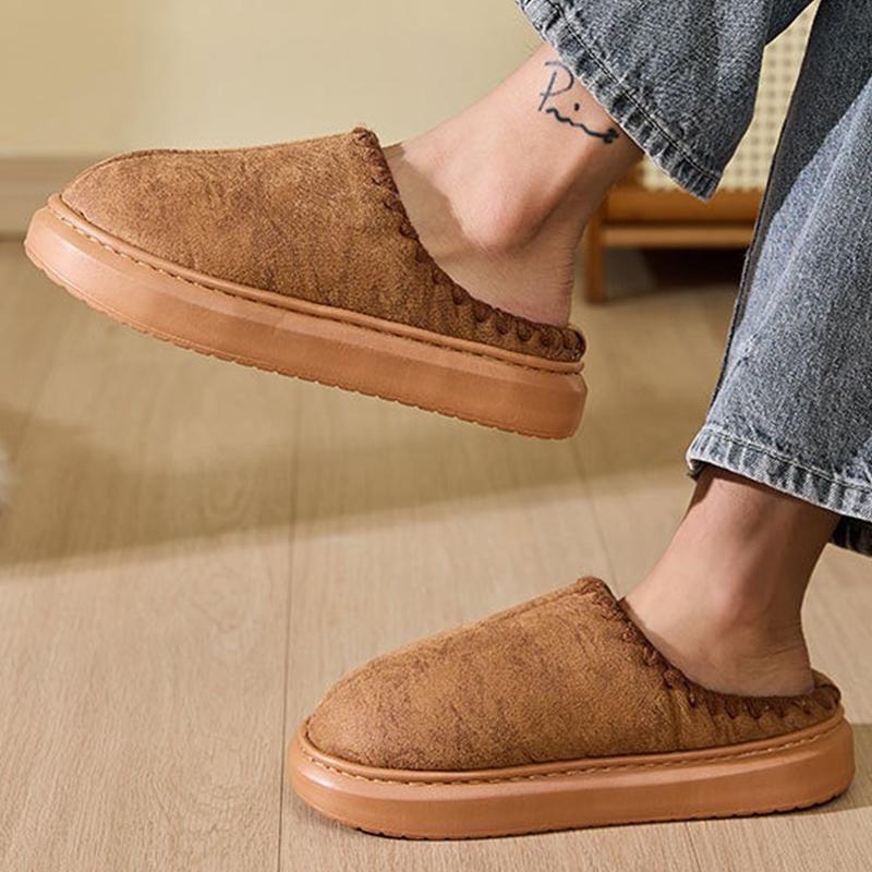 Fashion Fashion Faux Suede Plush Slippers Women Non Slip Platform Cotton Slippers for Woman Indoor Fur Warm House Fur Slides Mujer