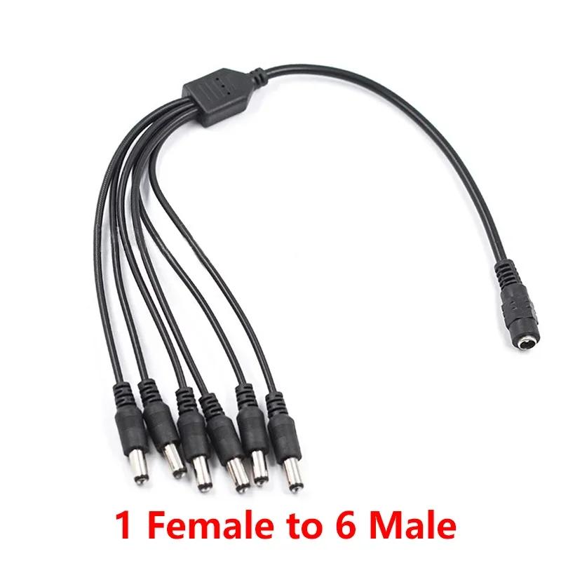 5.5*2.1mm 1 Female to 2 3 4 5 6 8 Male DC Power Adapter Connector Wire DC Power Splitter Cable for CCTV Camera LED Strip Lights
