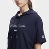 Fila Fitness Fashion Loose Knit Short Sleeve Hoodie T-Shirt Women Tops Royal-Blue A11W421124FNV