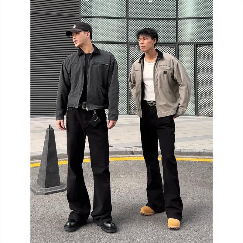 Men's Retro Black Bell Bottom Tall Soft Jeans