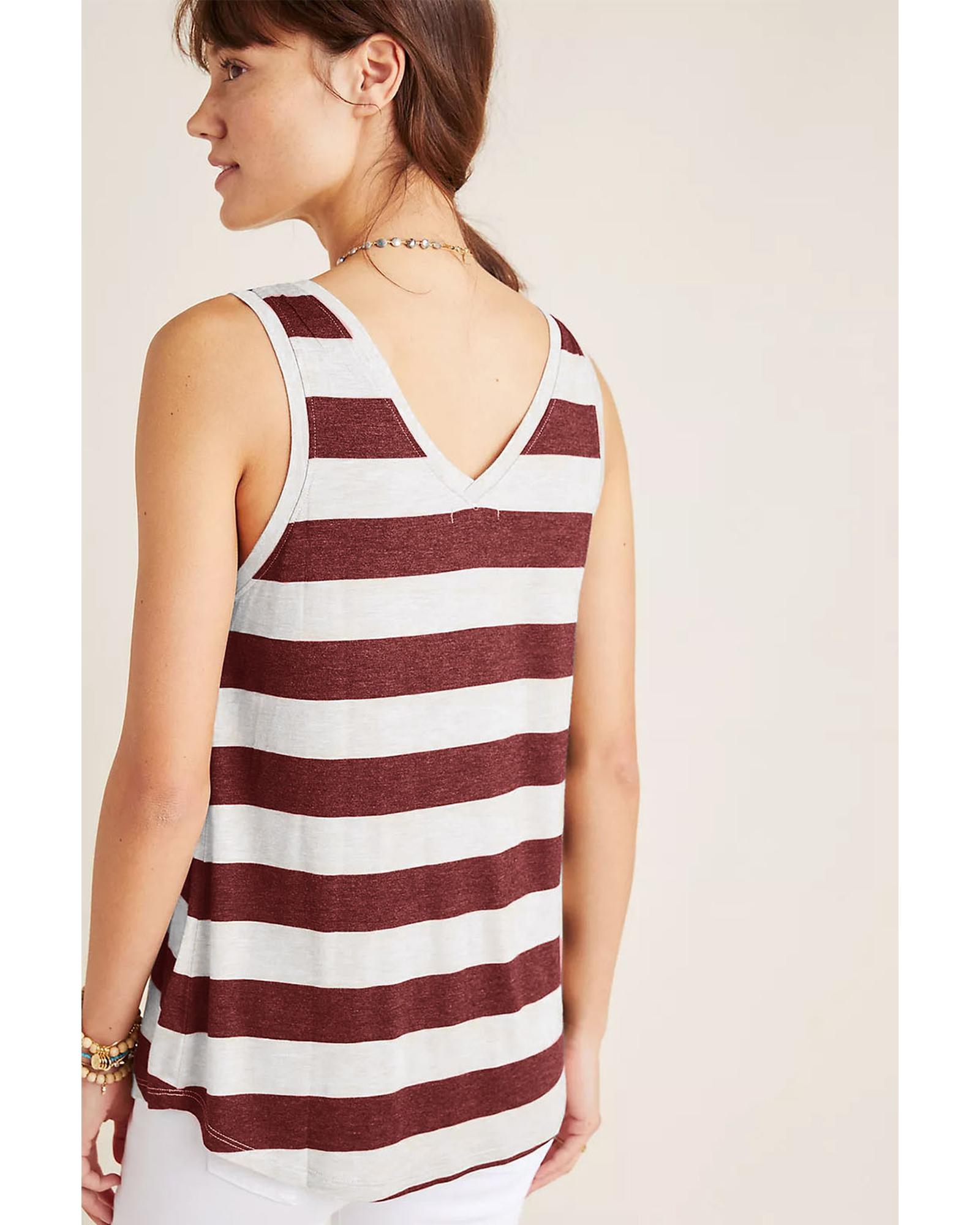 

Azura Exchange Striped V Neck Tank Top M красный