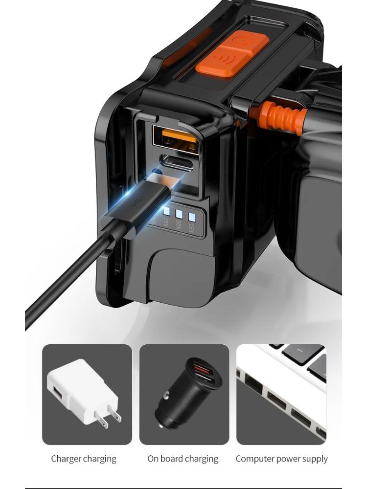 New Powerful LED Headlamp Type-C Rechargeable Headlight Fishing Outdoor Camping Head Lamp Built In 4000mAh Li-Battery Flashlight