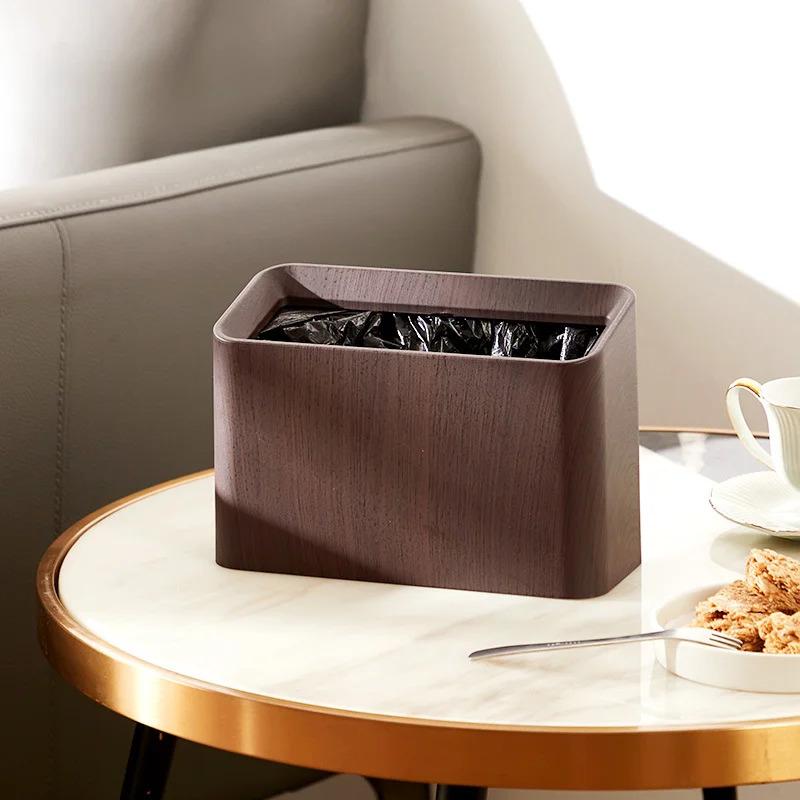 Nordic Square Mini Lidless Desktop Trash Can Coffee Table Living Room Office Study Double-layer Japanese Simple Creative