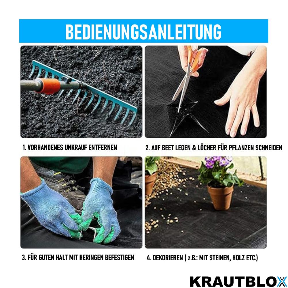 KRAUTBLOX Weed Fleece Weed Barrier Weed Protection Garden Fleece Ground Fabric 10m