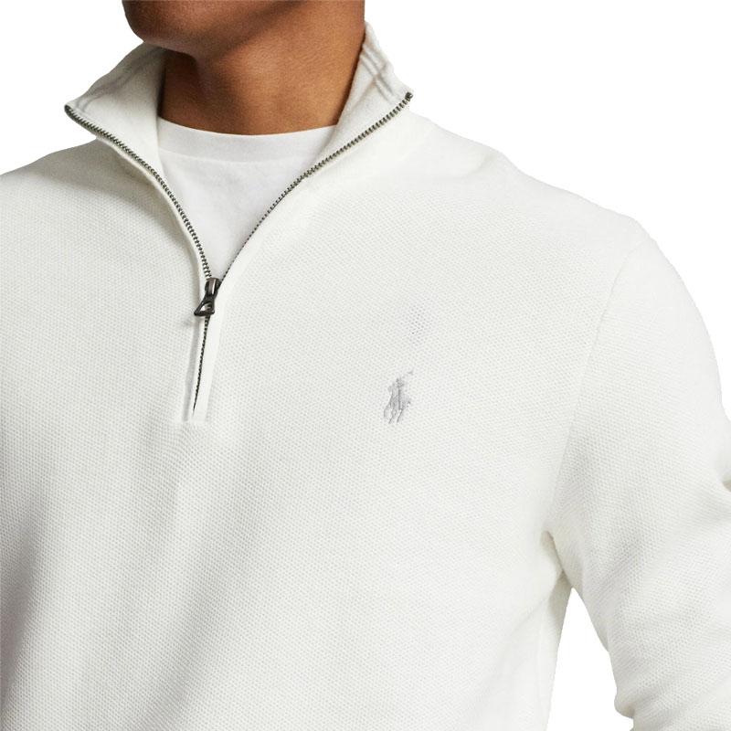 Maglione a coste a manica lunga Polo Ralph Lauren tinta unita vestibilità regular da uomo Bianco 710932304-502