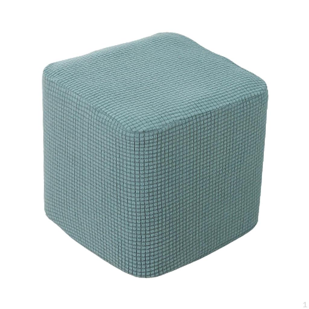 Square Ottoman Slipcover Polyester Stool Protector Cover Jacquard Fabric