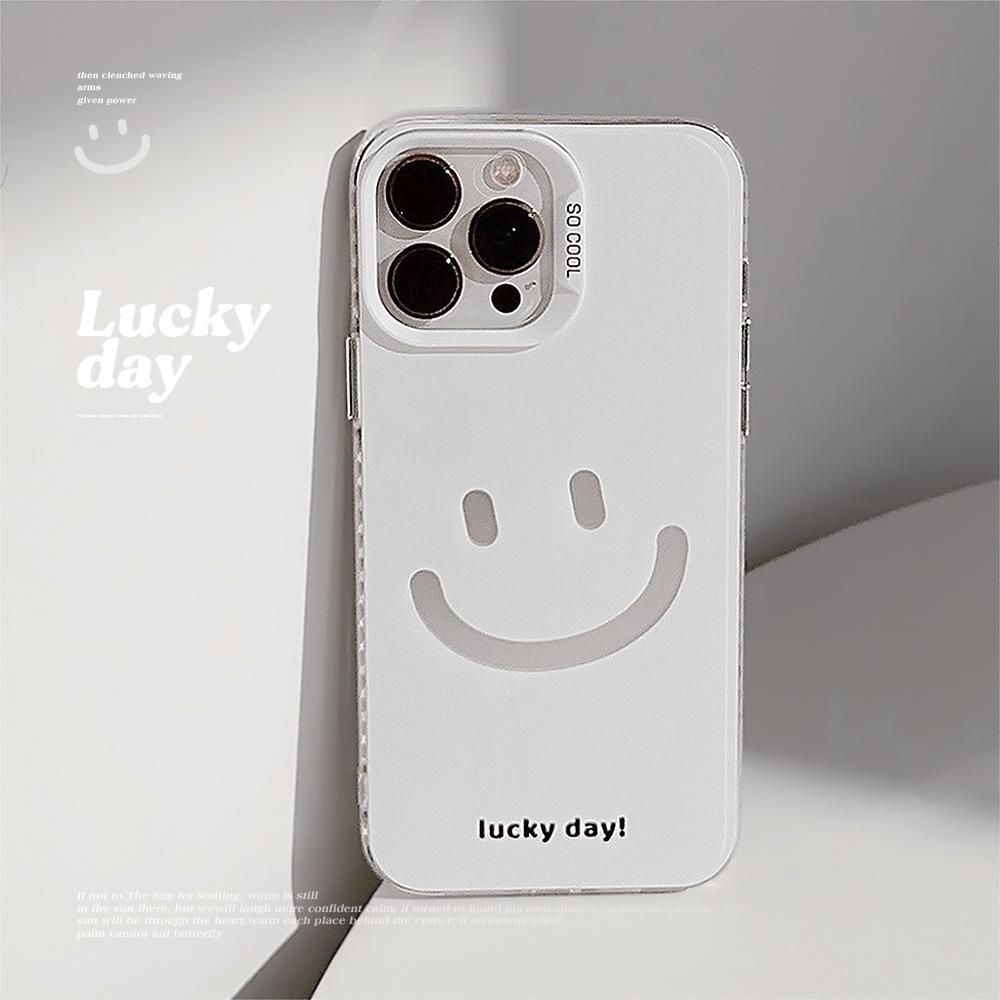 

Electroplating Smiley Face Iphone16 Suitable for 14Promax Mobile Phone Case 12 Apple 13 Simple Korean Style 11 Anti Fall 14 Hard 16promax