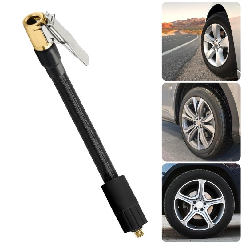 Tire Air Chuck Adapter With 6mm Thread Quick Clip Design For Easy Inflation On Bike Motorcycle & Car Tires