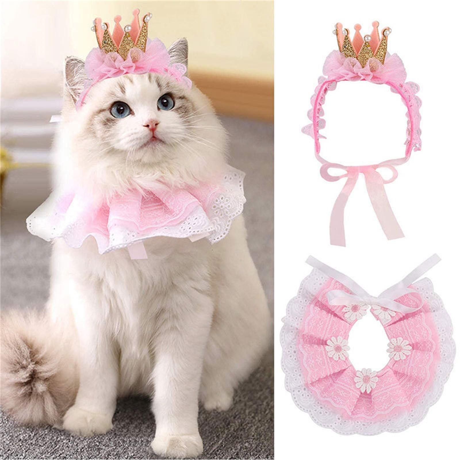 

Costumes Cute Lace Crown Accessories for Cats Small Dogs Outfit for Birthday Party Pet Birthday Costume Set Cat Barf Accessories One Size розовый