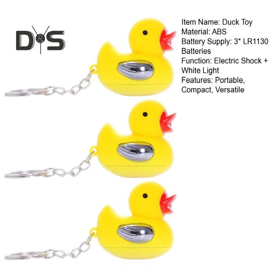 Shocking Duck Keychain LED Light Key Ring for Pranks Funny Gadget Novelty Electric Key Chain Portable Joke Toy Great Gift for Friends Coworkers