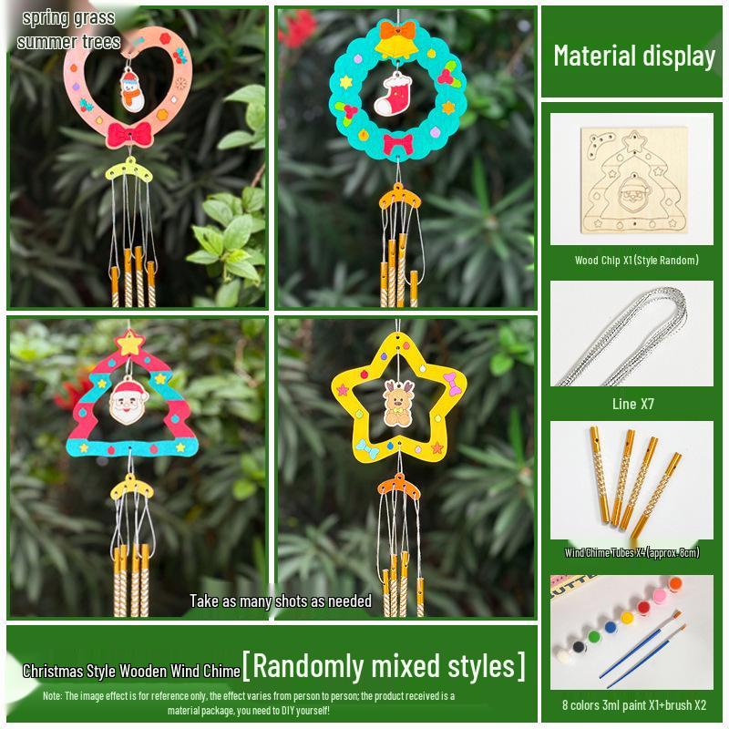 DIY Wooden Christmas Wind Chime Kit: Children's Painting & Decorating Ornament Gift