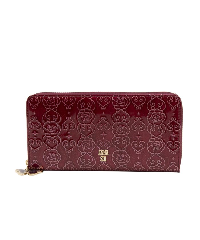 

ANNA SUI Rose Heart Round Zip Long Wallet Wallet with Bill Compartment and Card Large Wine [New Color] Women s Slots, Capacity, 317983, (New)