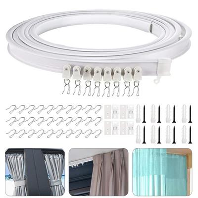 Ceiling Curtain Track Easy Installation Universal Curved Heavy-Duty Flexible Bendable Sliding Curtain Rail System Room Divider Kit