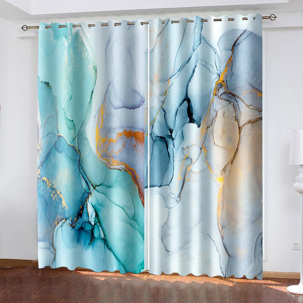 Черно-золотая классическая мраморная текстура солнцезащитная штора роскошная гостиная спальня украшение дома цифровая печать тонкая штора 100W130H(CM)40x51in&Grommet Top