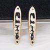 Irregular Hammer Strips Golden Stud Earrings for Women Girl Korean Love Aesthetic Daily Life Minimalist Jewelry