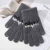 Touch Screen New Knitted Warm Gloves for Cycling and Cold Proof Letters Jacquard Cycling with Five Fingers