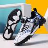 Children's football shoes Boys' primary school students game training shoes Artificial grass sneakers Rotating buckle Lace-free football shoes